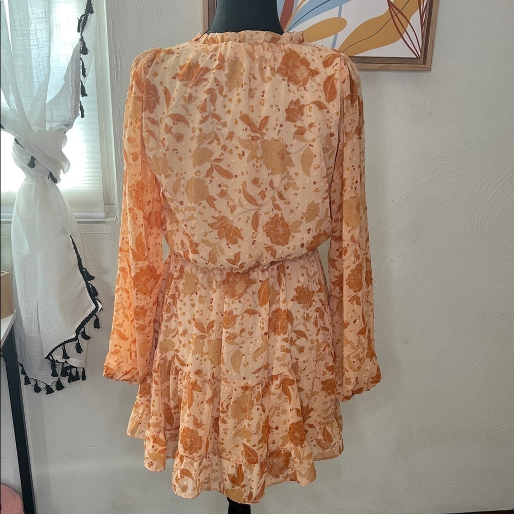 Lush Floral Frenzy Long Sleeve Mini Dress Size S - Picture 6 of 11